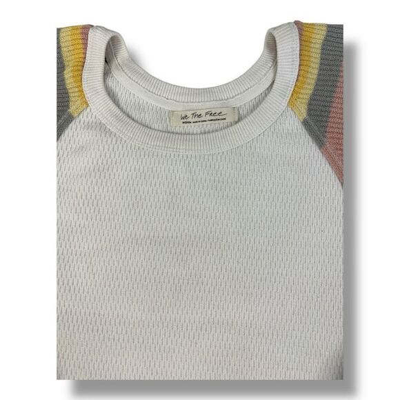 Free People Rainbow Dreams Oversized Slouchy Thermal Top Size Medium - Picture 3 of 6